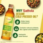 Saffola Cold Pressed Sesame Oil | 100% Cold Pressed Sesame Seed Oil | Helps Lower Cholesterol, Goodness of Omega 6 & Authentic Seed Flavour | 1L Pet Bottle - Fast Shipping to USA & Canada - Image 6