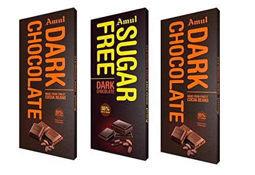 Amul Chocolate: 2 Dark And 1 Sugarfree, 150 Grams - Fast Shipping to USA & Canada