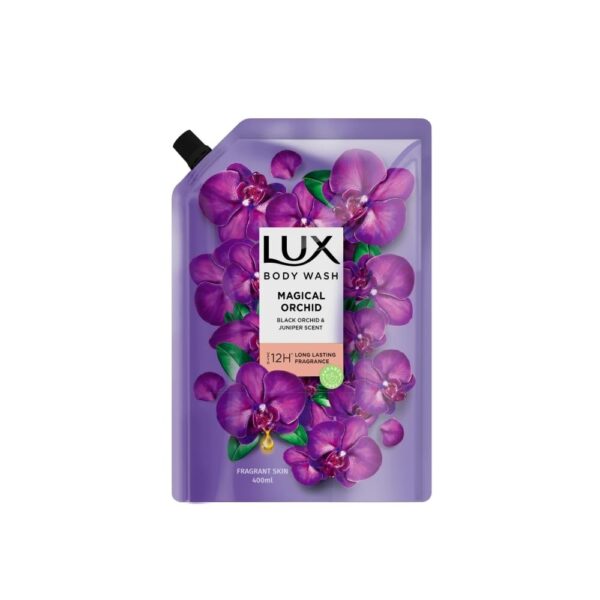 LUX, Black Orchid & Juniper Oil Bodywash, Refill Pack, 400 ml, for Soft and Glowing Skin, with Glycerin, Long Lasting Fragrance, Paraben Free, for Women - Fast Shipping to USA & Canada