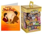 Swad Gift for Happy Bhai Dooj bhaiduj with Card for brother sister (Swad Mixed Candy 125 Gift Box & 1 Greeting card) - Fast Shipping to USA & Canada - Image 2