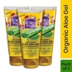 BOROPLUS Aloe Vera Gel with Haldi, Chandan & Kesar Rich in Vitamin E and Antiseptic Herbs Anti-ageing Free from Parabens, Silicones and Synthetic Dyes 450ml (Pack of 3, 150ml + 150ml + 150ml) - Fast Shipping to USA & Canada - Image 3