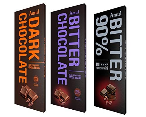 Amul Dark Chocolate: Assorted Pack Of 55%,75% And 90%, 450 Grams - Fast Shipping to USA & Canada
