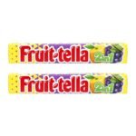 Fruit-Tella 2 in 1 Lemon Grape Flavour Chewy Candy, 32.4 g, 2 Pack - Fast Shipping to USA & Canada