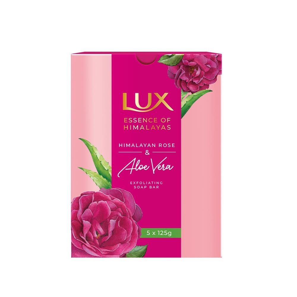 51Xq2nSoLfL-1.jpg Lux Essence of Himalayas Rose & Aloe Vera Exfoliating soap 5 x 125 g - Fast Shipping to USA & Canada - Image 1