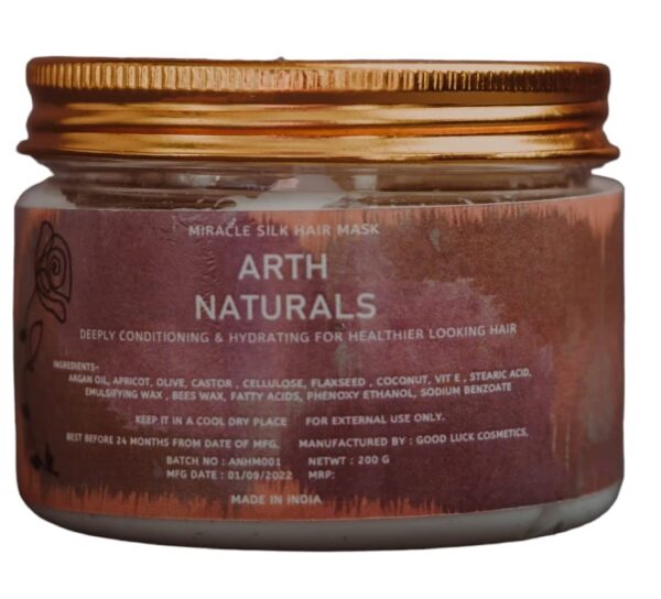 ARTH NATURALS-Miracle hair silk mask- 200Gms- Natural Ingredients-Vegan-Oragnic-Halal-Unisex Product-Deep Condetioning & Smoothening-Pre-wash - Fast Shipping to USA & Canada