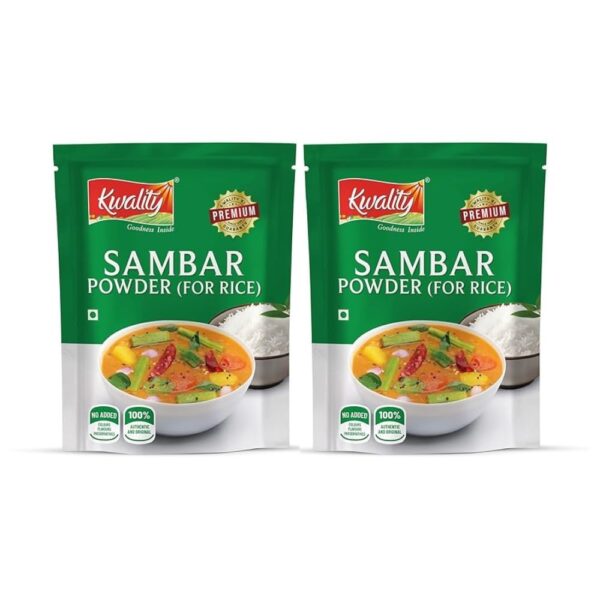 Kwality Sambar Powder for Rice ? 100g Each (Pack of 2) | Authentic South Indian Spice Mix | Perfect for Flavorful Sambar For Rice Dishes | Traditional Masalas | Blended Spice - Fast Shipping to USA & Canada