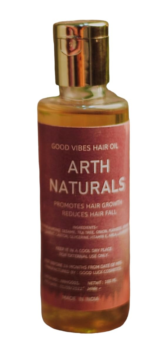 Arth naturals -Hair growth -Dandruff free- Cruelty free- Vegan - Natural ingredients -Good Vibes Hair oil - Unisex product - Made in India - 100 ml - - Fast Shipping to USA & Canada