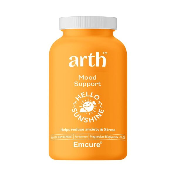 Arth Mood Support Magnesium Glycinate | Magnesium Supplement for Women With Vit D2 & B6 to Reduce Anxiety and Stress, Improves Sleep | 30 Day Magnesium Tablet - Fast Shipping to USA & Canada