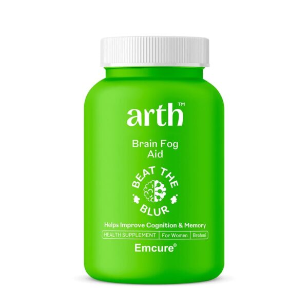 Arth Brain Fog Support | Brain Booster Supplement for Women | Helps Improve Cognition, Focus, Concentration, and Memory; Reduces Stress & Anxiety | Formulated with a highly potent Brahmi tablet featuring Brahmi extract (B-Lit Bacopa) | 30-Day Stress and Anxiety Relief Capsules (30 Veg Capsules) - Fast Shipping to USA & Canada