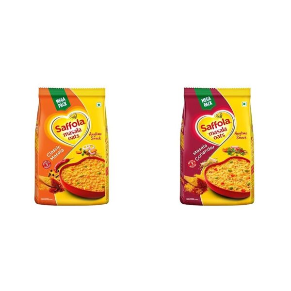 Saffola Masala Oats Classic Masala - 500 gm and Masala & Coriander - 500 gm - Fast Shipping to USA & Canada