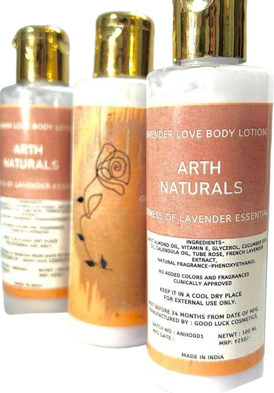 Arth naturals Lavender Body lotion- Dry skin -Unisex Products- Vegan - Organic products - Natural ingredient - Cruelty free- 100ml - Made in India - Fast Shipping to USA & Canada
