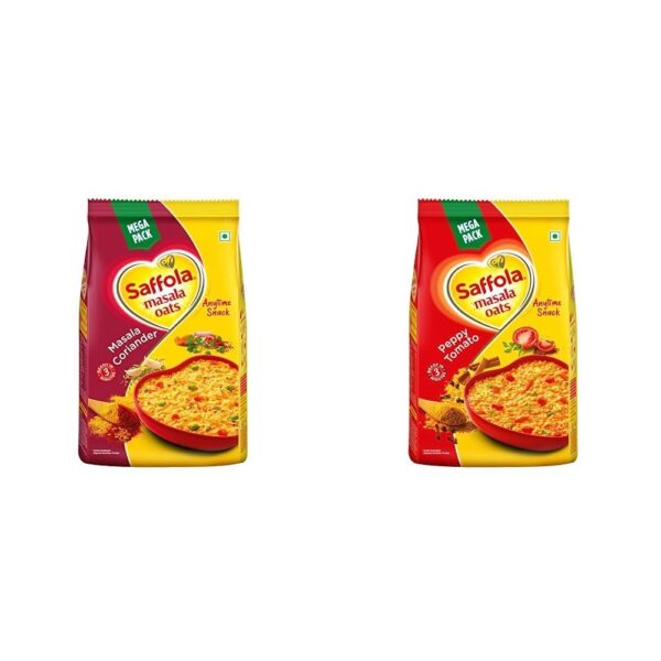 Saffola Masala Oats Masala & Coriander - 500 gm and Peppy Tomato 500 gm - Fast Shipping to USA & Canada