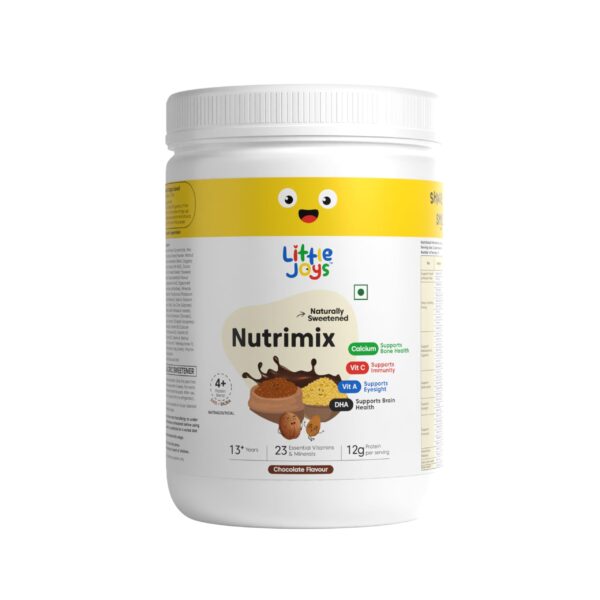 Little Joys Chocolate Nutrimix 13+ (350g) | Naturally Sweetened with Dates & Jaggery | With 23 Essential Vitamins & Minerals | 12g Protein per Serving | Supports Healthy Growth & Boosts Immunity | With Ragi, Millet, Almonds & Oats | Chocolate Flavour Nutrition Drink Powder - Fast Shipping to USA & Canada