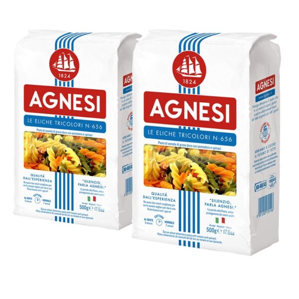 Agnesi Eliche Tricolor Pasta, 500g, Pack of 2, Product of Italy - Fast Shipping to USA & Canada