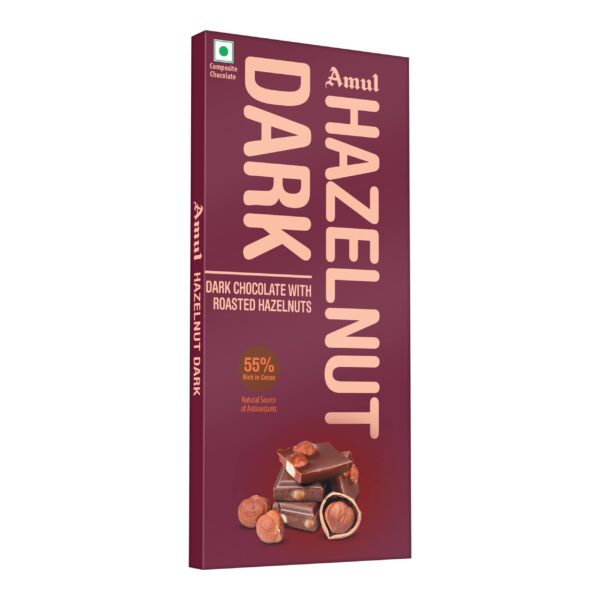 Amul Hazelnut Dark Chocolate With Roasted Hazelnuts, 150 Gram - Fast Shipping to USA & Canada