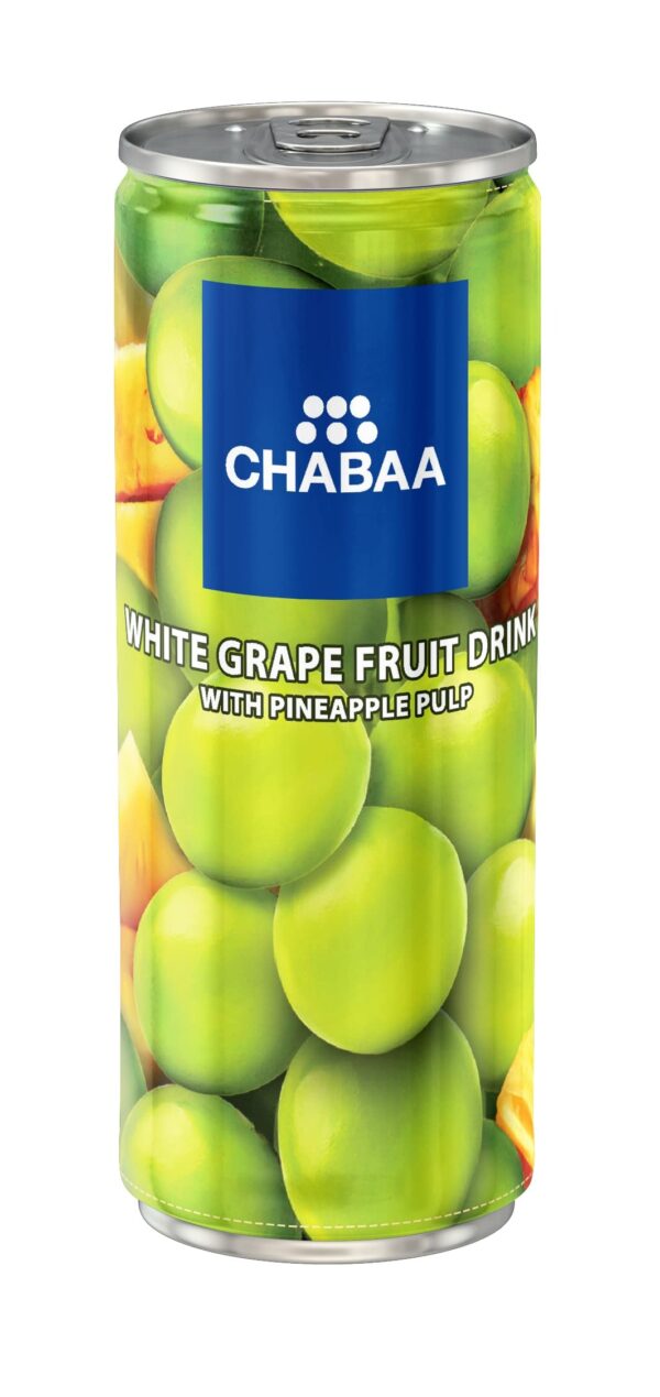 Chabaa White Grape Fruit Drink with Pineapple Pulp Can, 7.77 fl oz ? 230 ml - Fast Shipping to USA & Canada