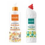 Vooki Nature Powered Natural Dish Wash Gel and Ecofriendly Toilet Cleaner Liquid 100 Flush Protection - 500 Ml Each, (Combo Pack of 2) - Fast Shipping to USA & Canada