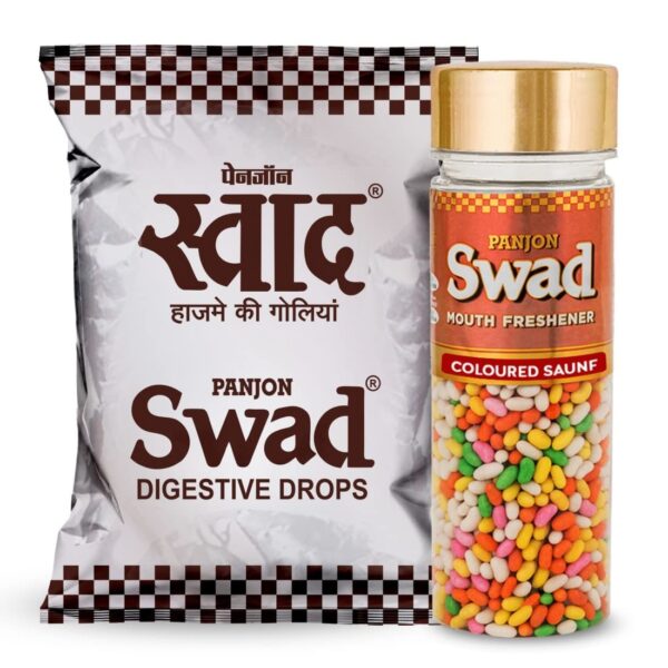Swad Digestive Toffee & Mukhwas Mouth freshener, 50 Candy Pack & 1 bottle (Digestive & Coloured Saunf) - Fast Shipping to USA & Canada