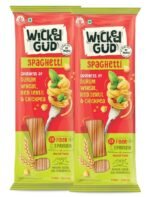 WickedGud 2X Fiber Spaghetti Pasta | No Maida | Durum Wheat Semolina | Brown Rice | Red Lentils | Healthy Diet Pasta - 400gm x 2 - Fast Shipping to USA & Canada