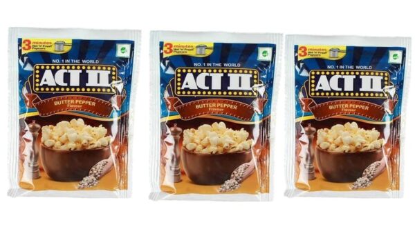 ACT II Butter Pepper Popcorn, 70g Pouches, Pack of 3