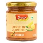 SWAD Mixed Pickle in Olive Oil 200g | Spicy Mixed Achar with Olive Oil | Made with Premium Olive Oil | Made with Fresh Mango, Carrot, Lime, Green Chilli, Olive Oil & Traditional Spices - Fast Shipping to USA & Canada