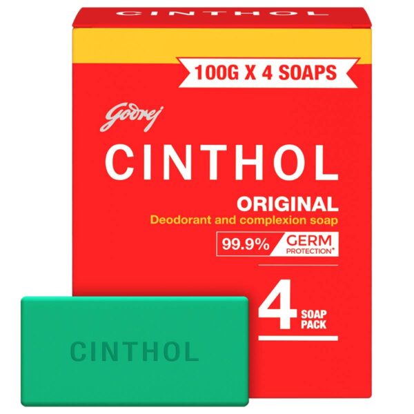 Cinthol Original Soap, 100g (Pack of 4) | Germ Protection | Soaps For Bath | Grade 1 Soap | For All Skin Types - Fast Shipping to USA & Canada