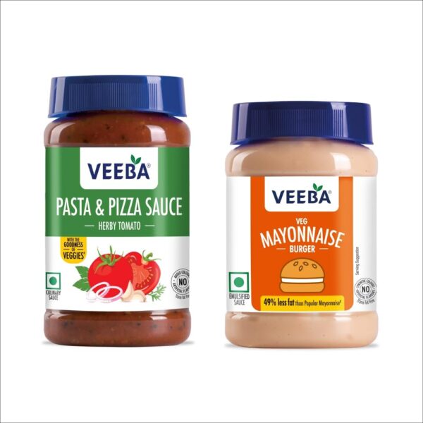 Veeba Pasta-Pizza Sauce,525 Grams & Burger Mayonnaise Pet Bottle,250 Grams - Pack of 2 - Fast Shipping to USA & Canada