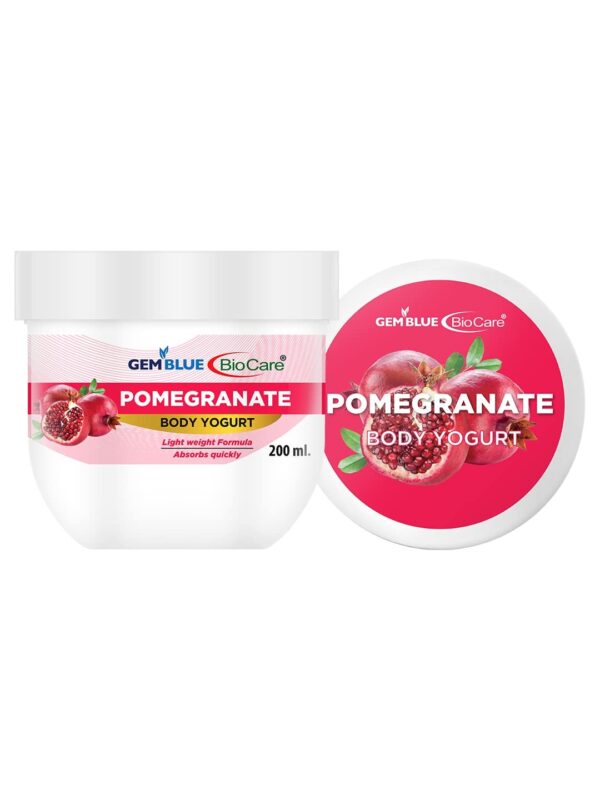 Gemblue Biocare Pomegranate Body Yogurt 200ml | Moisturizing & Nourishing Body Cream | Dry Damp & Dull Skin Hydrating | Refreshing Glowing Look (Pomegranate Body Yogurt, 200ml Pack of 1) - Fast Shipping to USA & Canada