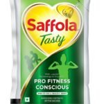Saffola Tasty Refined Oil|Blend of Corn Oil & Rice Bran Oil|Cooking oil|Pro Fitness Conscious Edible Oil 1 Litre Pouch - Fast Shipping to USA & Canada