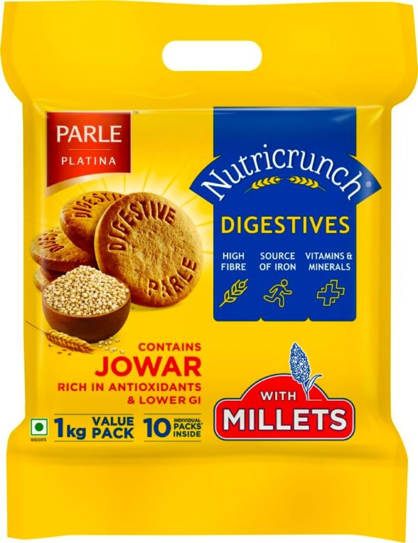 Parle Nutricrunch Classic Wheat Flour Digestive Cookies, 1000 Gram - Fast Shipping to USA & Canada
