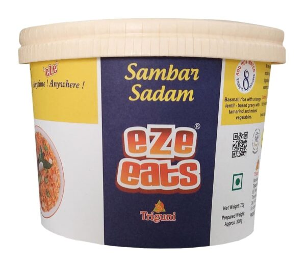Triguni Eze Eats Sambar Sadam (South Indian Lentils with Rice) (Pack of 2), 74 Gram - Fast Shipping to USA & Canada