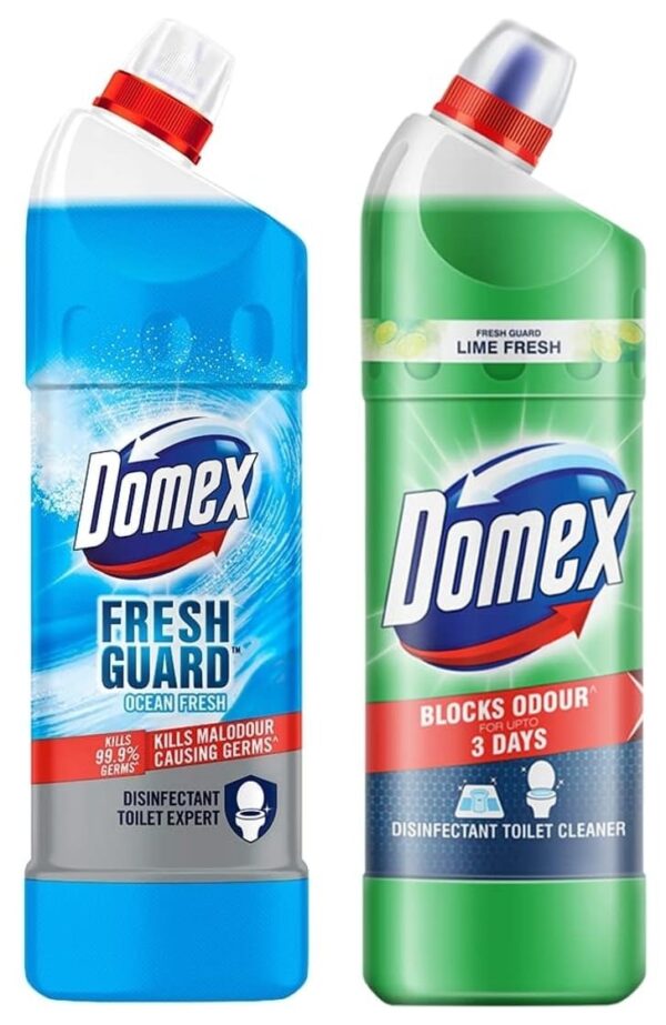Domex FreshGuard Toilet Cleaner,Lime Fresh, 1 ltr and Domex Fresh Guard Disinfectant Toilet Cleaner Liquid|| Ocean Fresh|| 1 L - Fast Shipping to USA & Canada
