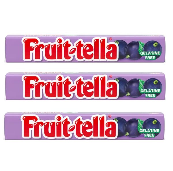 Fruit-Tella Blackcurrent Flavour Chewy Toffee Stick (3 x 32.4g) - Fast Shipping to USA & Canada