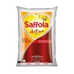 Saffola Active Refined Cooking oil | Rich in Omega 3 & Oryzanol | Multi-Source Edible Rice Bran & SoyaBean oil | 1 Litre pouch - Fast Shipping to USA & Canada