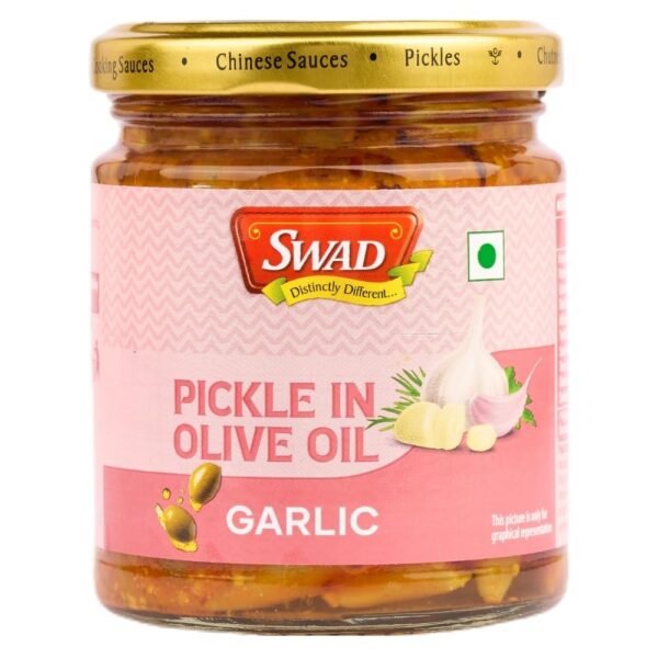 SWAD Garlic Pickle in Olive Oil 200g | Spicy Garlic Achar with Olive Oil | Made with Fresh Premium Ingredients & Traditional Spices | Ideal for Enhancing Meals - Fast Shipping to USA & Canada