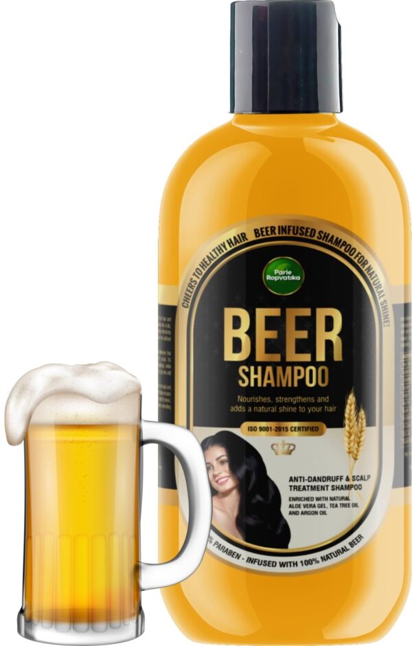 Parle Ropvatika 200ml Beer Herbal Shampoo, Anti-Dandruff, Hair Fall Control and Scalp Treatment with Natural Ingredients, Tea Tree Oil, Aloevara and Argan Oil, for Men Woman (200ml) - Fast Shipping to USA & Canada