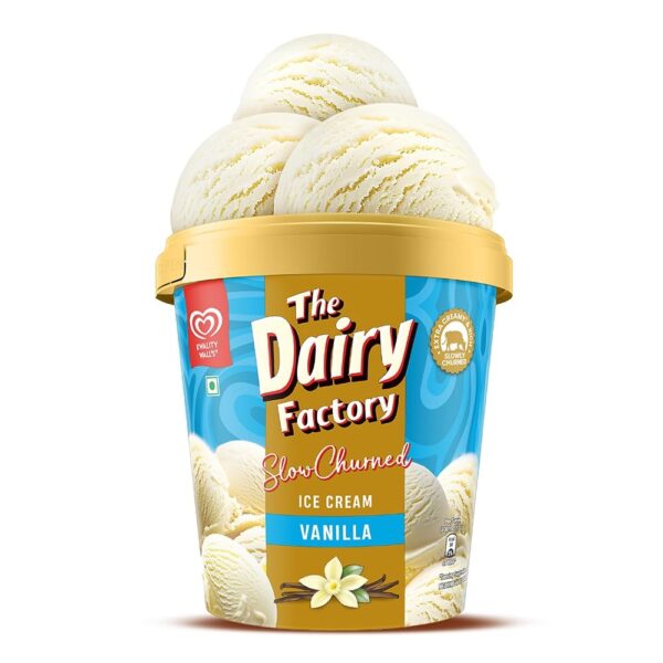 Kwality Wall's The Dairy Factory Vanilla Icecream Tub, 700 ml - Fast Shipping to USA & Canada