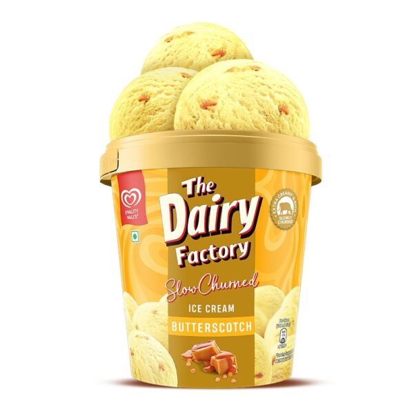 Kwality Wall's The Dairy Factory Butterscotch Icecream Tub, 700 ml - Fast Shipping to USA & Canada