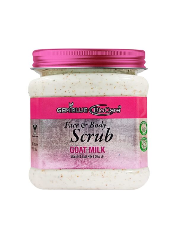 Gemblue Biocare Face and Body Scrub | Natural Deep Exfoliation | De-Tan Oil and Dullness Removal (Gemblue Biocare Goat Milk Scrub, 385ml 12.92 fl oz.) - Fast Shipping to USA & Canada