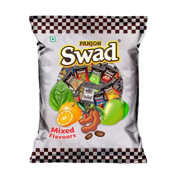 Swad Mixed Chocolate Candy (Kacha Aam, Imli, Pan, Coffee, Cola, Orange) Assorted Pouch, 25 Toffee - Fast Shipping to USA & Canada