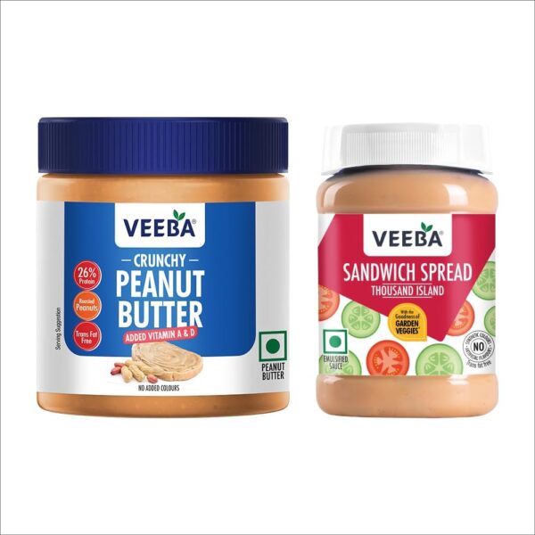 VEEBA Breakfast- Thousand Island Spread -280g & Peanut Butter Crunchy Jar-340g Combo - Fast Shipping to USA & Canada