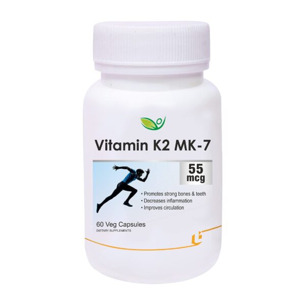 Vitamin K2 as Mk-7 55mcg | Supports Bone Health | Promotes Heart Health | 60 Veg Capsules - Fast Shipping to USA & Canada