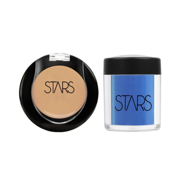Stars Cosmetics Concealer (Medium) Makeup water resistant Brightening Face & Eyeshadow Pigments (Blue) All Skin Types Professional Look Easy Blend Long Lasting Loose Powder For Girl & Women Set of 2 - Fast Shipping to USA & Canada