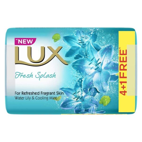 LUX Fresh Splash Water Lily & Cooling Mint Soap Bar, 100 g (Pack of 4) with Buy 4 Get 1 - Fast Shipping to USA & Canada