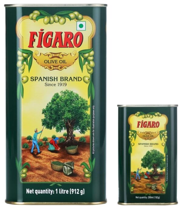 Figaro Olive Oil - Pure Olive Oil 1 Lit Tin & Figaro Olive Oil- Pure Olive Oil 200ml Tin - Fast Shipping to USA & Canada