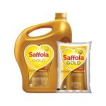 Saffola Gold Refined Cooking oil | Blended of Rice Bran & Sunflower oil | 5 Litre Jar + Free 1 Litre Pouch - Fast Shipping to USA & Canada
