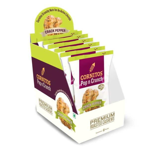 Cornitos Crack Pepper Roasted Cashews, 30g (Pack of 6) - Fast Shipping to USA & Canada