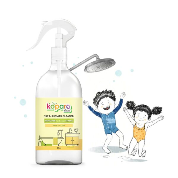 Koparo Natural Tap And Shower Cleaner Spray - 300 ml | Bathroom Fittings-Taps,Sinks,Bath Tubs,Shower | Hard-Water Stain Remover | Dissolves Limescale,Mineral Deposits| Skin Friendly | PETA Certified - Fast Shipping to USA & Canada