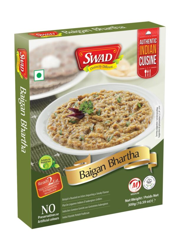 SWAD Ready to Eat Baigan Bhartha 300g | Just Heat And Eat | Vegetarian Instant Indian Food Mix | No Added Preservative & Colours | Microwave-Able Ready To Eat Meal | Pack of 1 - Fast Shipping to USA & Canada