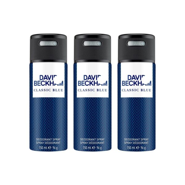 David Beckham Classic Blue Deodorant Spray 150ml (Pack of 3) - Fast Shipping to USA & Canada